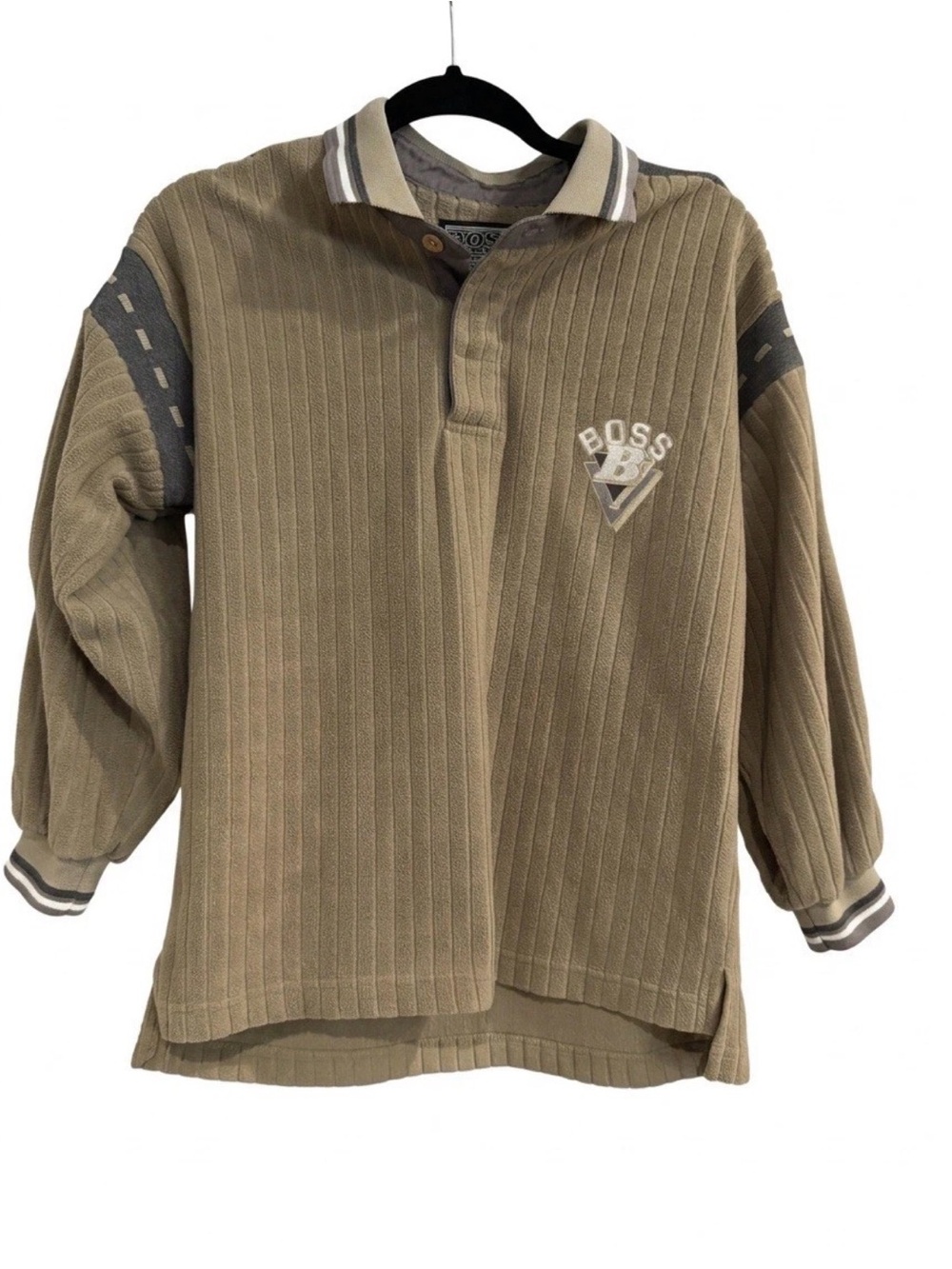Vtg 90s Boss by IG Design Fleece Polo Shirt Mens Small Streetwear Ribbed